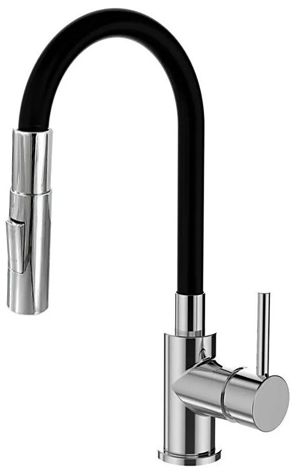 ALVEUS KI112111 - Bateria zlewozmywakowa BEA 47 cm chrom/czarny, elastyczna wyle