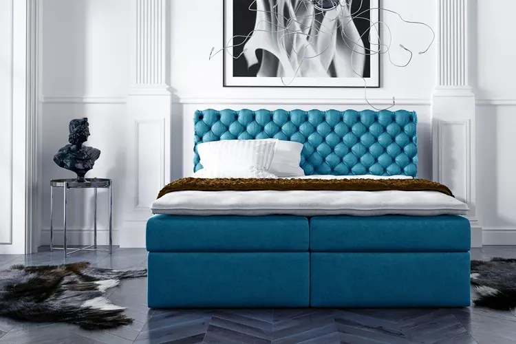 Turkusowe łóżko kontynentalne 140x200 BentaB3-N67