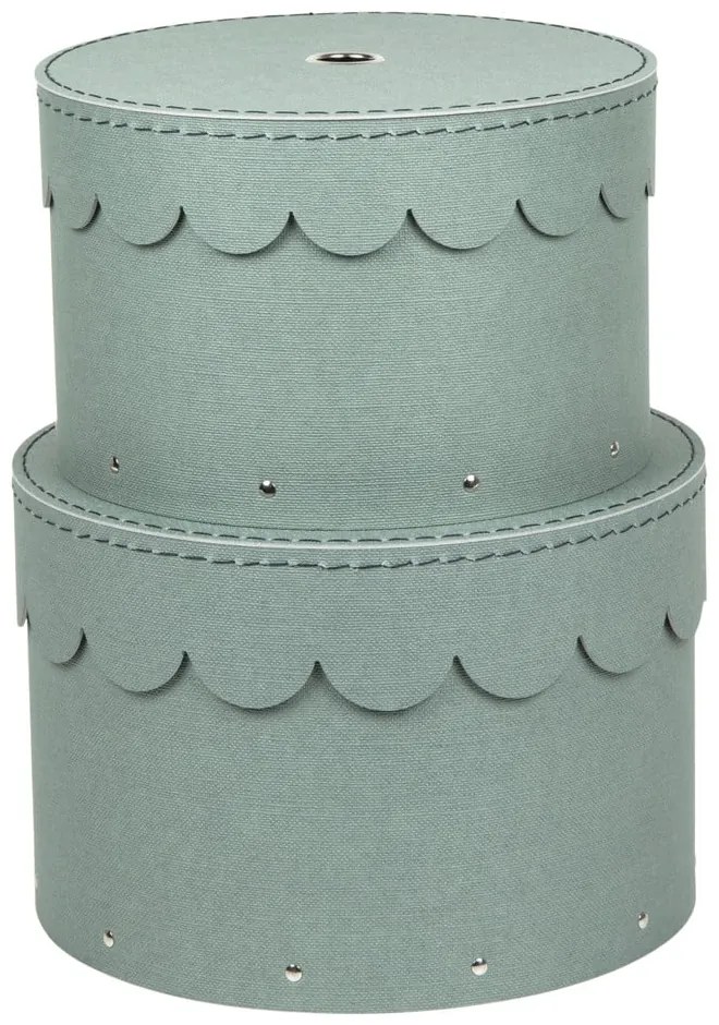 Zielononiebieskie kartonowe pojemniki zestaw 2 szt. z pokrywką ø 26x17,5 cm Wilma Canvas Paper Laminate – Bigso