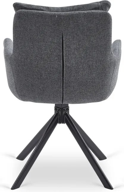 Krzesło Tapicerowane Obrotowe do Salonu PAUL Ciemnoszare Nowoczesne