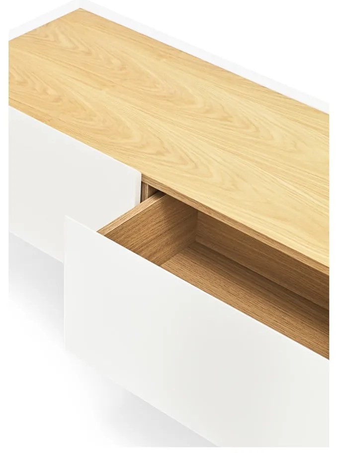 Biało-naturalna szafka pod TV w dekorze dębu 180x45 cm Arista – Teulat
