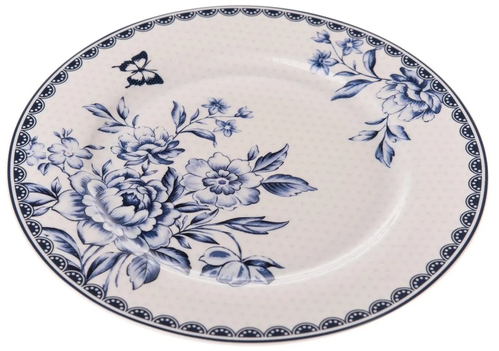 Porcelanowy talerz Blue Rose, 19,5  cm