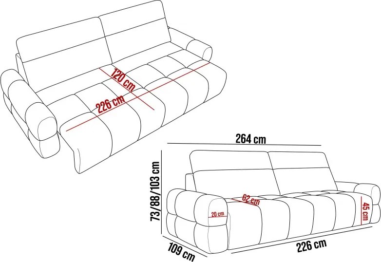 Sofa MATEO z funkcją RELAX i elektryczną regulacji siedziska tkanina PERFECT HARMONY 59 WERSAL