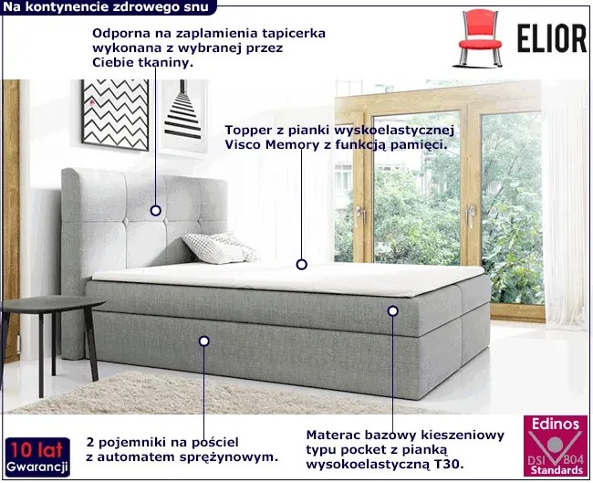 Łóżko kontynentalne Mifbox 200x200 - 44 kolory