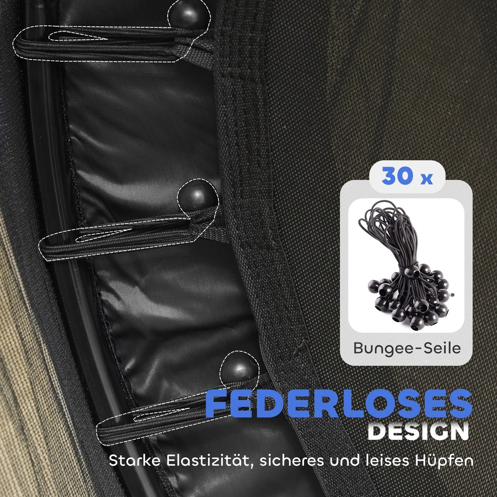 HOMCOM Trampolina dla dzieci, Ø140 cm, z siatką bezpieczeństwa, na zewnątrz i do środka, stal, plastik, do 50 kg, czarna