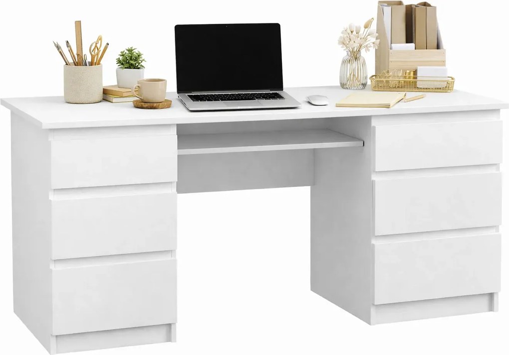 Białe duże biurko w stylu nowoczesnym M4-T54