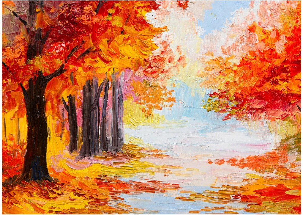Obraz - Obraz olejny, kolorowa jesień (70x50 cm)