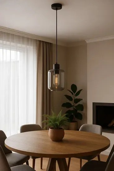 Wisząca lampa pojedyncza długa grafitowa R0-T28