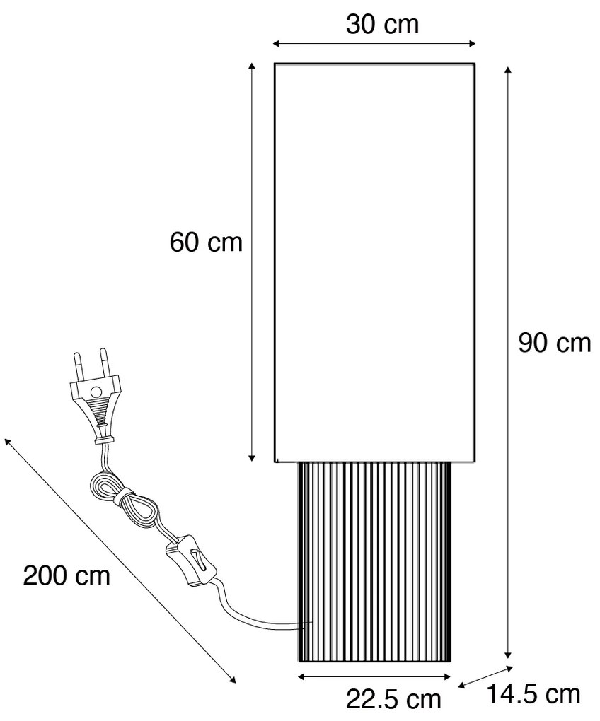 Lampa podłogowa Japandi drewniana z lnianym abażurem 90 cm - LamelJapandi Oswietlenie wewnetrzne
