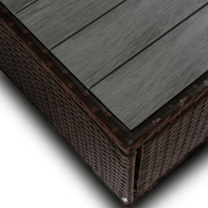 Zestaw Mebli Ogrodowych CALIENTE Modułowy Sofa 2x Fotel Stolik Tarasowy Brązowy/Beżowy Technorattan Nowoczesny