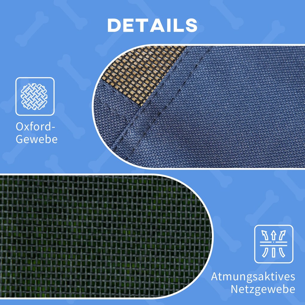 PawHut Łóżko dla psów z baldachimem Podwyższone miejsce do spania dla zwierząt Leżak na zewnątrz Ciemnoniebieski | Aosom PL