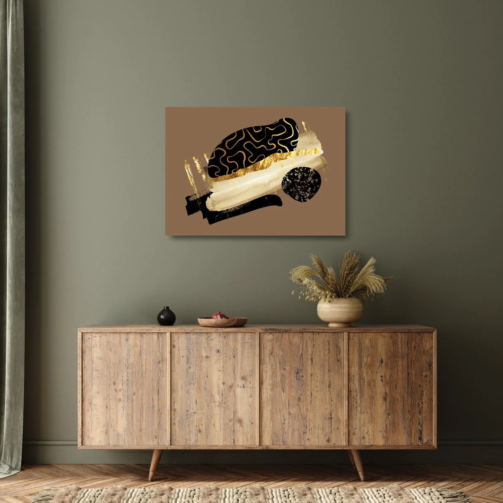 Obraz na szkle - Abstrakcja złotobrązowy N⁰3 (70x50 cm)