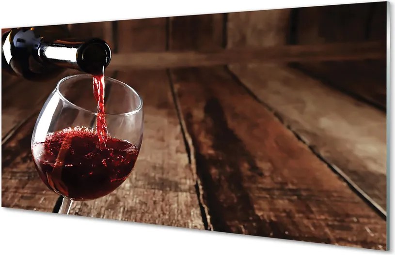 Panel szklany do Kuchni Degustacja Wina na Drewnie