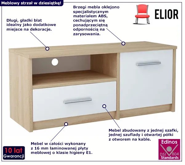 Skandynawska szafka pod telewizor dąb sonoma + biały Z5-W73