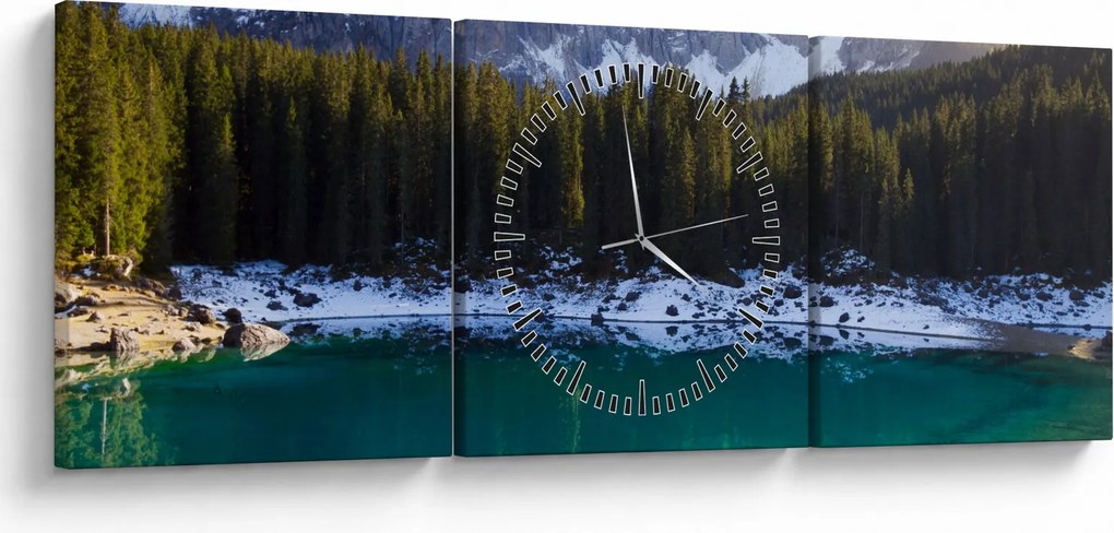 Obraz - Jezioro Karersee (z zegarem) (90x30 cm)