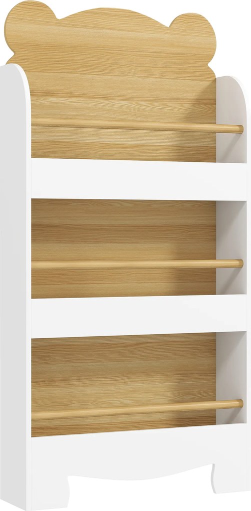 AIYAPLAY Regał na książki dla dzieci z 3 półkami, drewniany organizer 55x15x110cm Biały