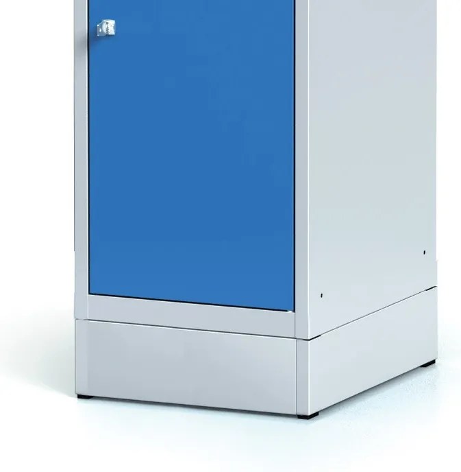 Szafka skrytkowa S6 na cokole, 2 schowki, 1920 x 400 x 500 mm, zamek obrotowy, drzwi ciemnoszare