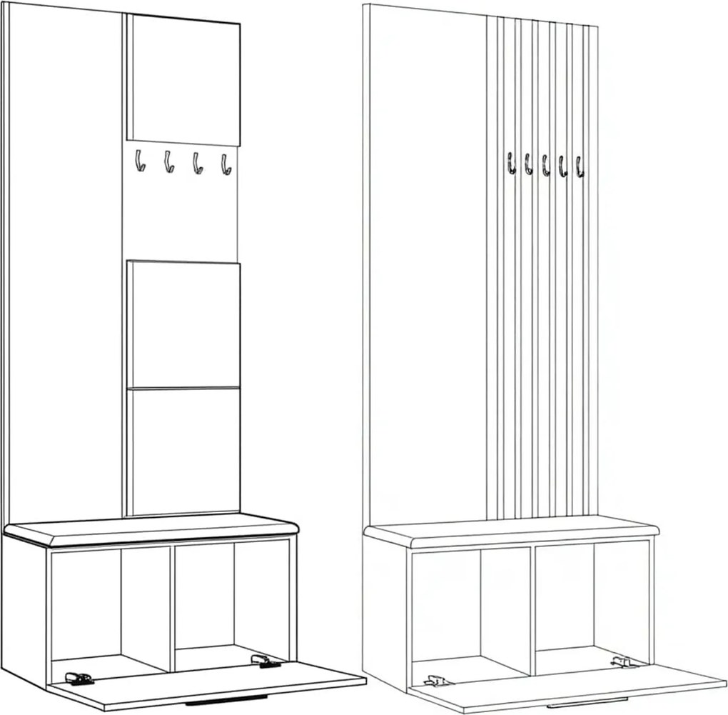 Masseno Garderoba MODULO 161,2/204/40 cm do Przedpokoju Nowoczesna Biała