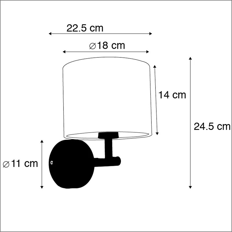 Klasyczna lampa ścienna złota z czarnym aksamitnym kloszem - Combi