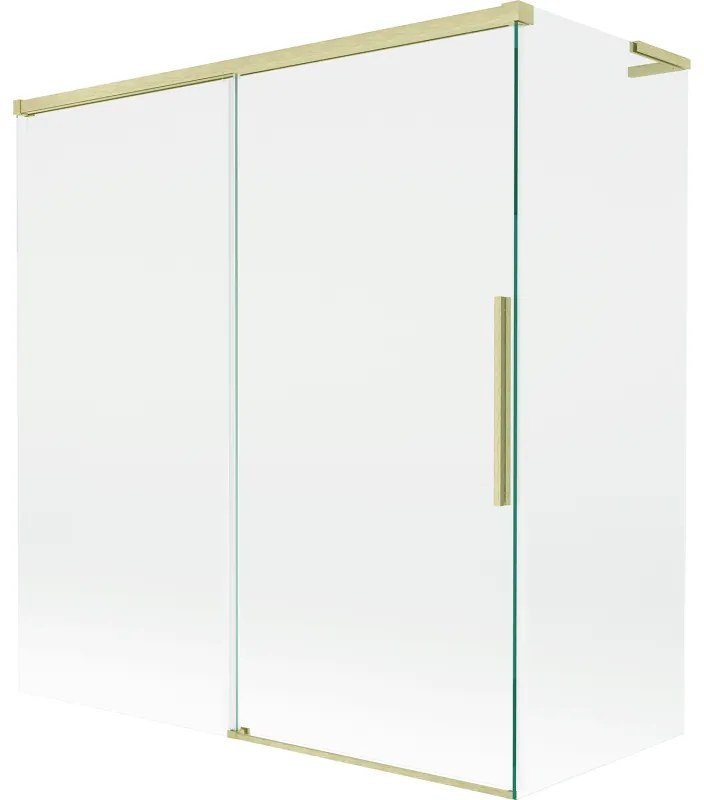 Mexen Rox L parawan nawannowy 2-skrzydłowy rozsuwany 150 + 70 x 150 cm, transparent, złoty szczotkowany - 8C9L-150-070-55-00