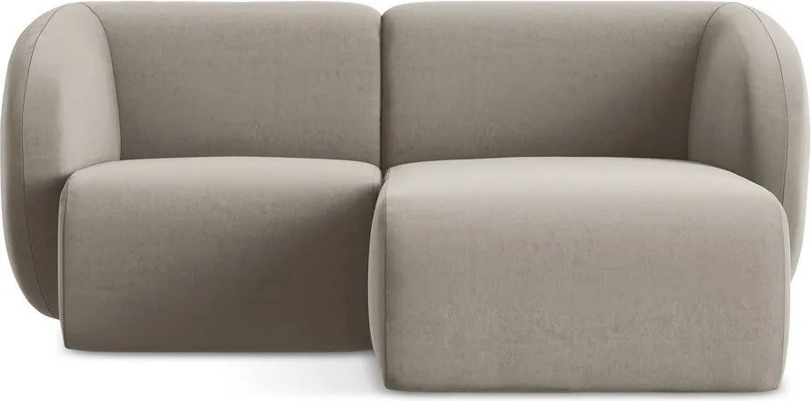 Jasnobrązowy aksamitny narożnik (prawostronny/z szezlongiem) Lani – Makamii