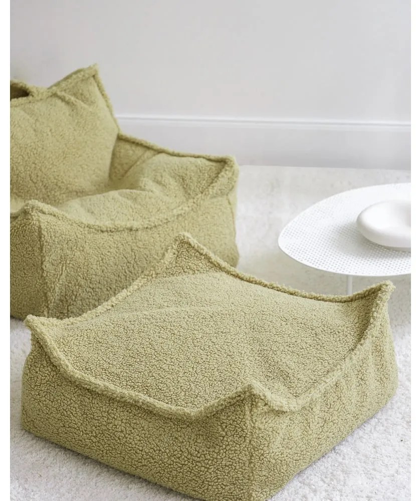 Zielony dziecięcy worek do siedzenia z materiału bouclé Chair – Wigiwama