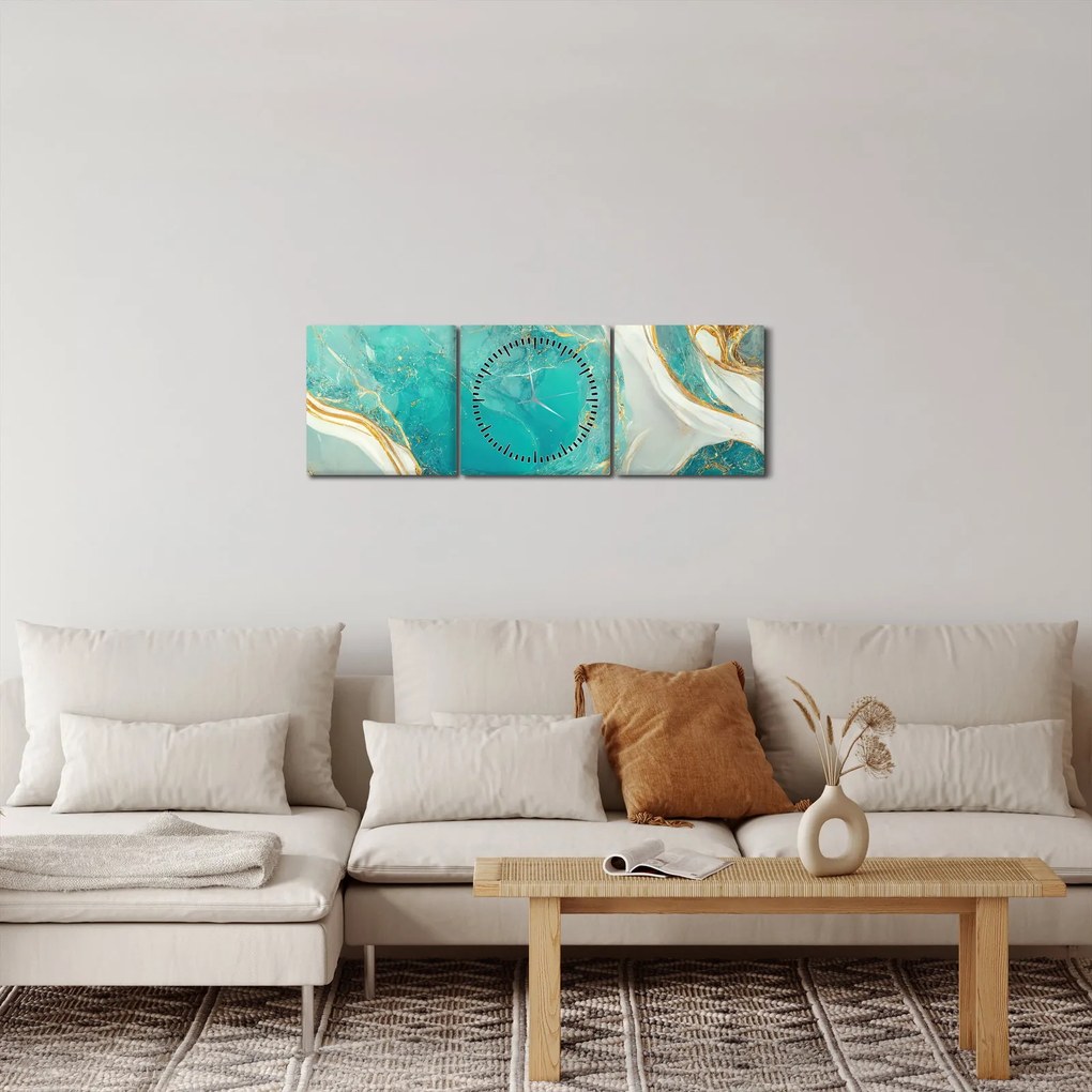 Obraz - Projekt marmuru II. (z zegarem) (90x30 cm)