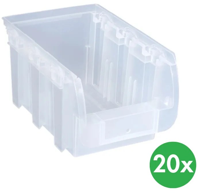 Plastikowy pojemniki COMPACT, 154 x 235 x 125 mm, 20 szt., przezroczysty