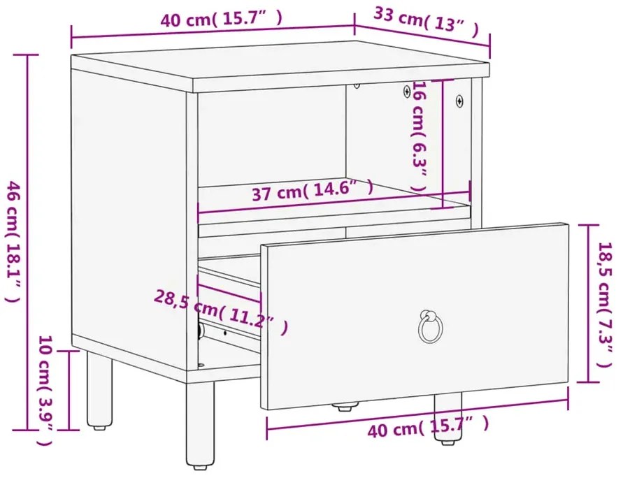 Rustykalna szafka nocna z szufladą W9-C43