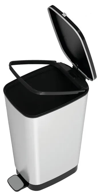 Plastikowy kosz na śmieci z pedałem w kolorze srebra 45 l Chic Bin – KIS