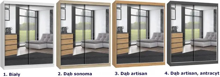 Nowoczesna garderoba z lustrami 160 cm dąb sonoma - Stoflis 8X