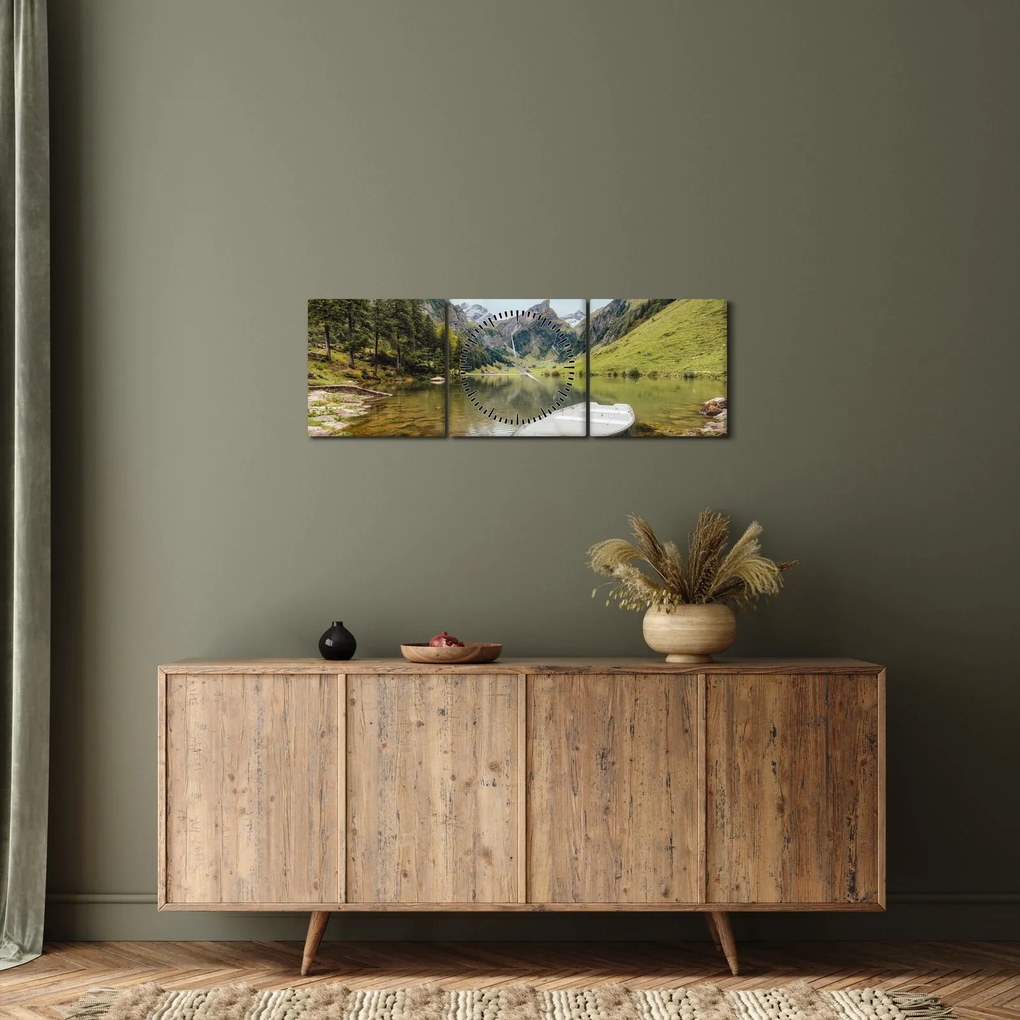 Obraz - Seealpsee, jezioro w Szwajcarii (z zegarem) (90x30 cm)