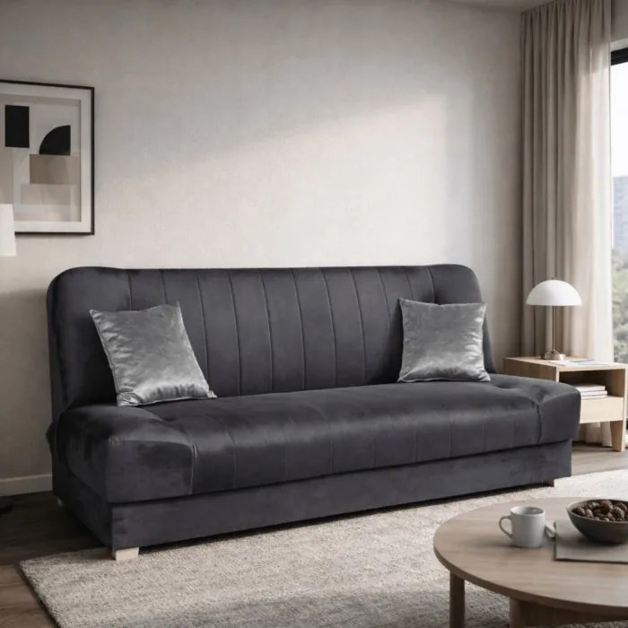 Sofa z Funkcją Spania PIANO 2 Rozkładana Wersalka Dwuosobowa Szara Nowoczesna do Salonu