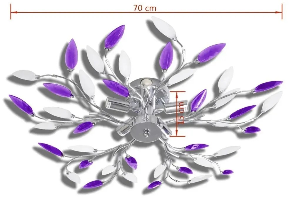 Fioletowa lampa sufitowa z motywem roślinnym - 3X E996 P4-G72