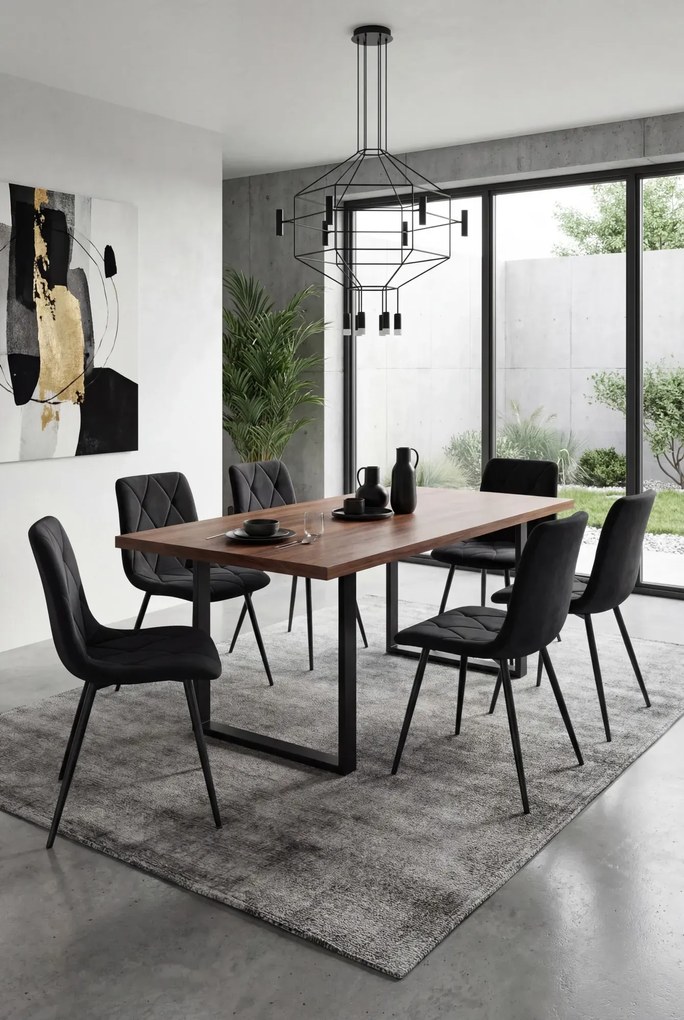 Czarne welurowe krzesło pikowane G9-G68