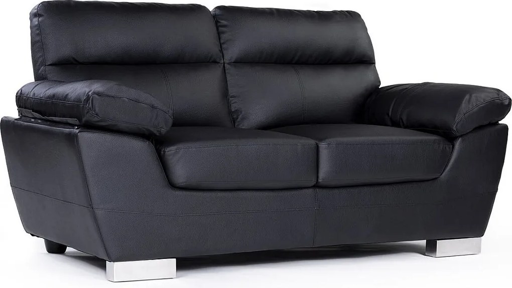 Sofa z odtworzonej skóry i PVC "Dallas" - 169 x 88 x 90 cm - 2-osobowa - Czarny