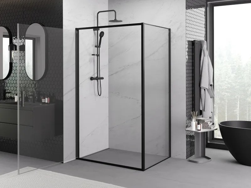 Mexen Exo-B kabina prysznicowa uchylna 100 x 90 cm, transparent, czarna - 817-100-090-70-00