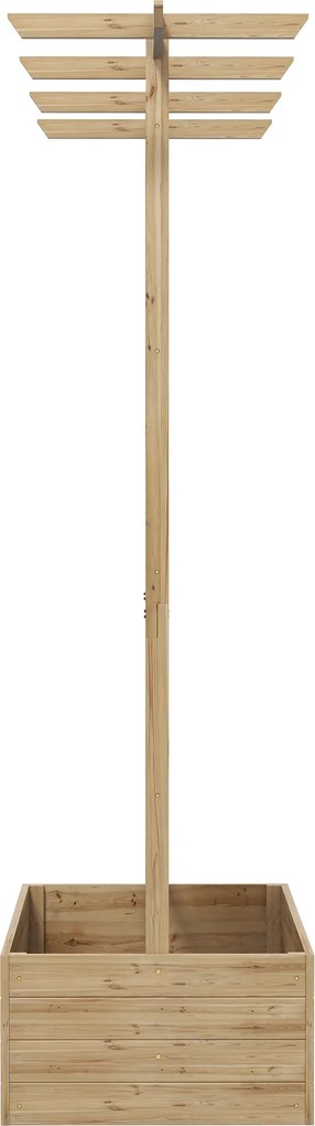 Outsunny Skrzynka na Kwiaty z Siatką Espalier, Prostokątna Drewniana Skrzynka z Tylnym Espalier dla Roślin Pnących i Dachem