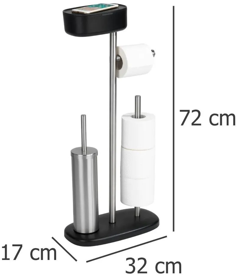 Stojak na papier i szczotkę wc z półką i koszem RIVAZZA, 4w1, WENKO