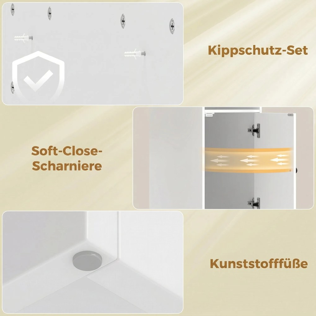 HOMCOM Szafka nad pralką z zawiasami z cichym domykiem, nowoczesny organizer łazienkowy nad toaletą z otwartymi półkami | Aosom PL