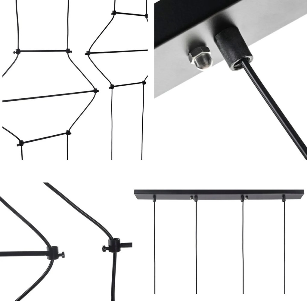 Geometryczna lampa wisząca z metalu i szkła Flusso Line 4