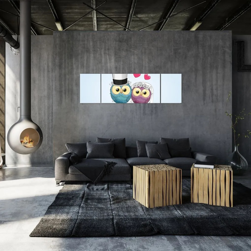 Obraz - Zakochane sowy (170x50 cm)