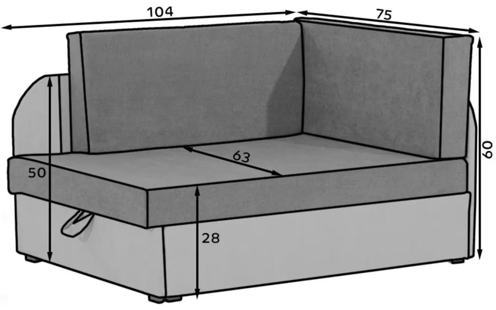 Mała rozkładana sofa ROSA, jasnoróżowa/jasnoszara