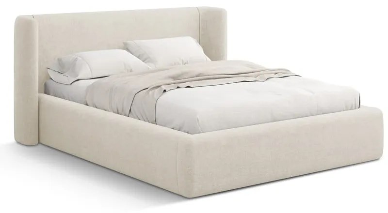 Kremowe tapicerowane łóżko dwuosobowe ze schowkiem ze stelażem 180x200 cm Jason – Windsor &amp; Co Sofas