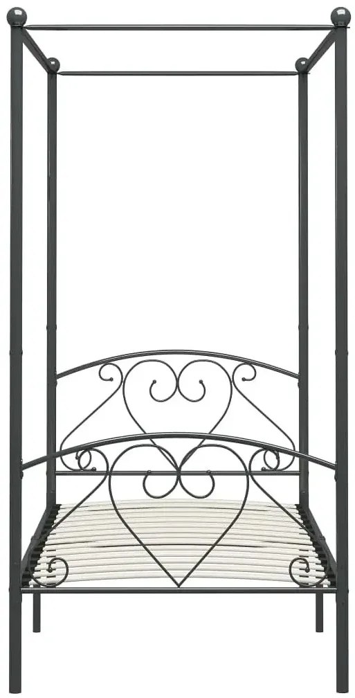 Szare metalowe łóżko rustykalne z baldachimem 120x200 cm - Nila
