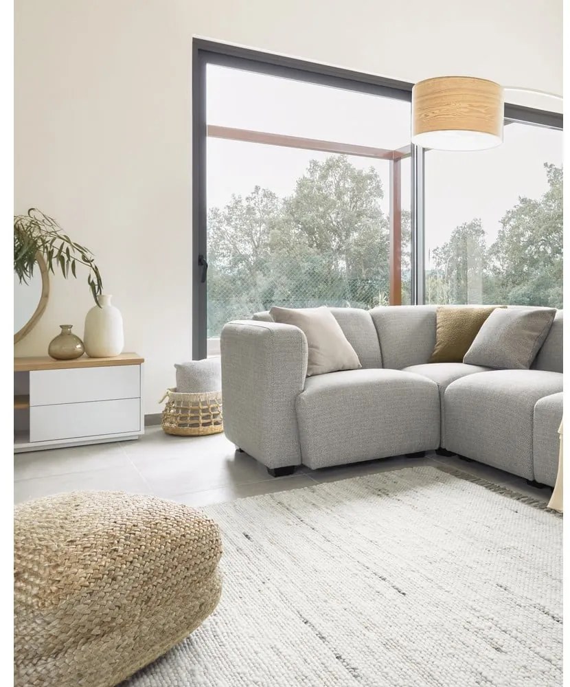 Biała/w naturalnym kolorze lampa stojąca z drewnianym kloszem (wysokość 210 cm) Juhe Ash – Kave Home