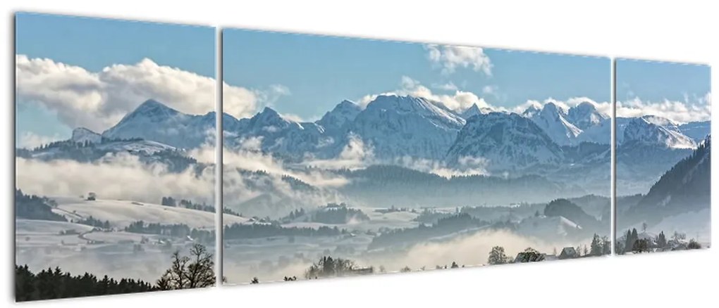 Obraz ośnieżonych gór (170x50 cm)