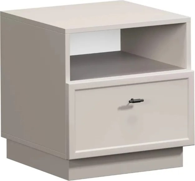 Szafka nocna Lorini z szufladą 45 cm - kaszmir / czarny uchwyt T-bar