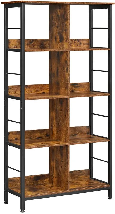 Duży metalowy regał na książki rustykalny brąz P7-B81
