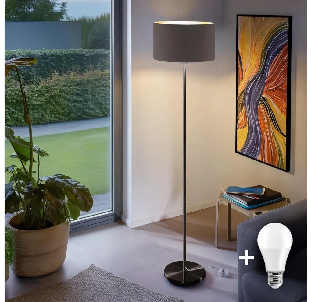 Lampa stojąca LED TUNJA 1xE27/20W/230V śr. 38 cm czarna/taupe